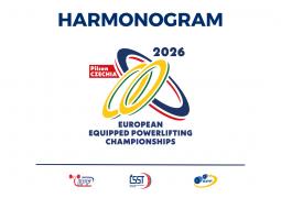Mistrovství Evropy mužů, žen, juniorů, mladších juniorů a masters v silovém trojboji EQ 2026 - harmonogram