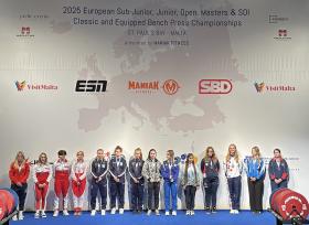 Mistrovství Evropy v benčpresu (EQ) a klasickém benčpresu (RAW) 2025 - výsledky
