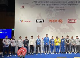 Mistrovství Evropy v benčpresu (EQ) a klasickém benčpresu (RAW) 2025 - výsledky
