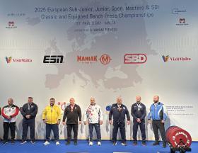 Mistrovství Evropy v benčpresu (EQ) a klasickém benčpresu (RAW) 2025 - výsledky