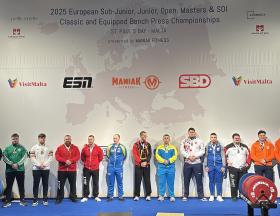 Mistrovství Evropy v benčpresu (EQ) a klasickém benčpresu (RAW) 2025 - výsledky